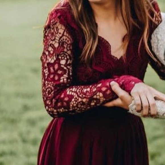 wine bridesmaid dresses with sleeves